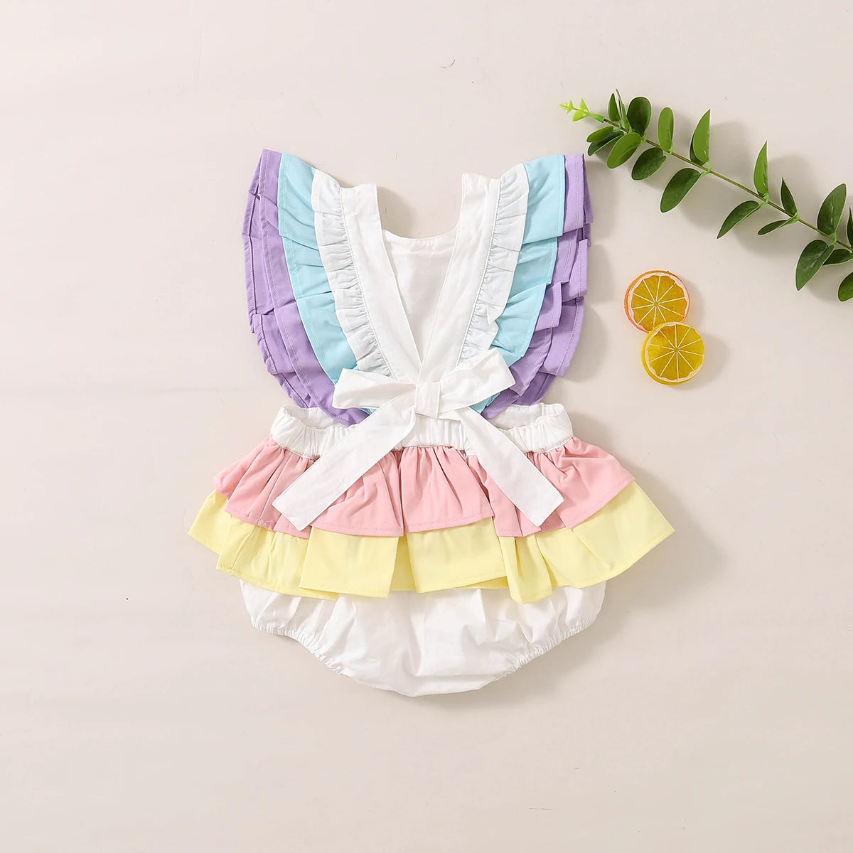 0-18M Baby Girl Birthday Romper – Ruffle Rainbow Jumpsuit