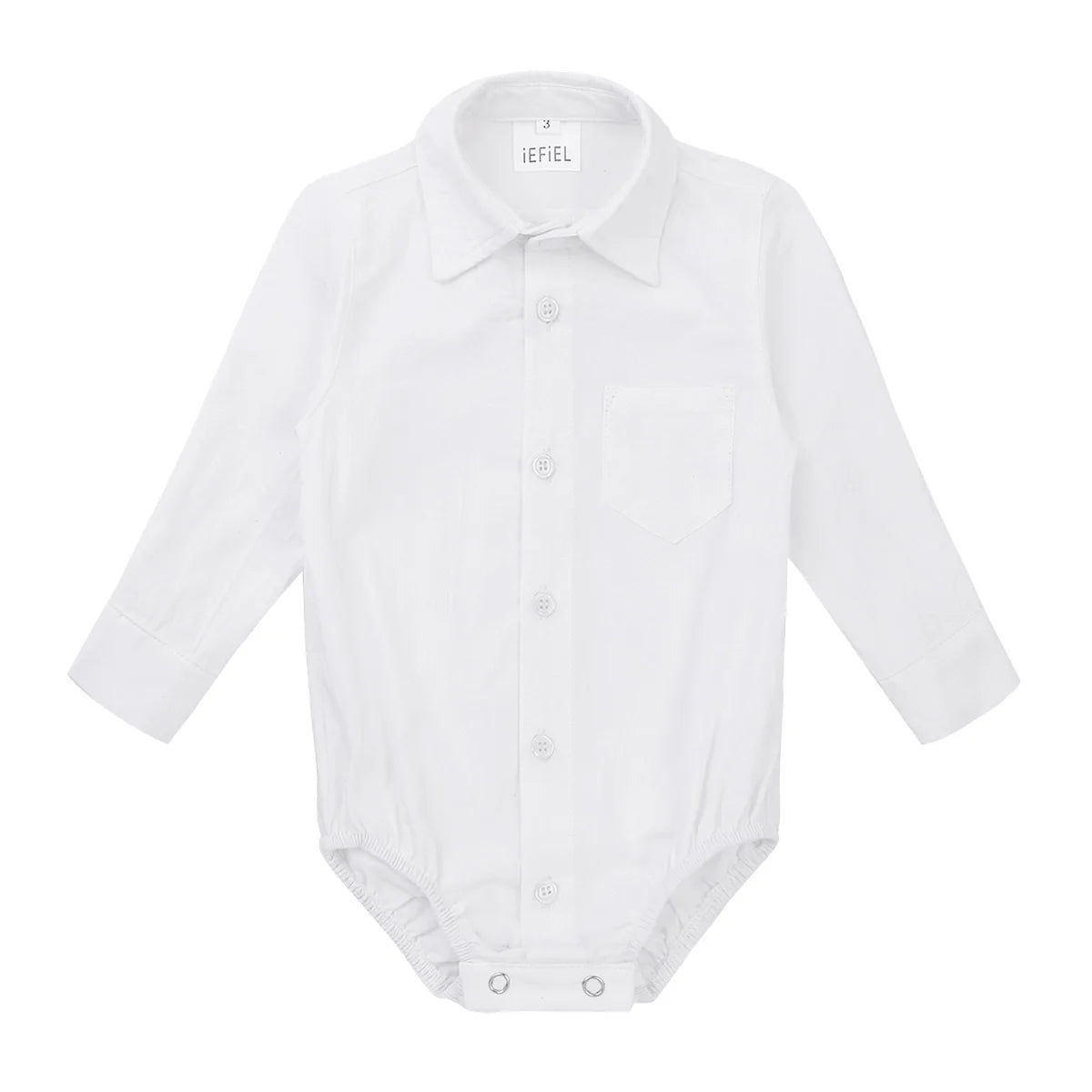 Baby Boy Formal Shirt – White Long Sleeve Jumpsuit for Weddings & Parties (Newborn)