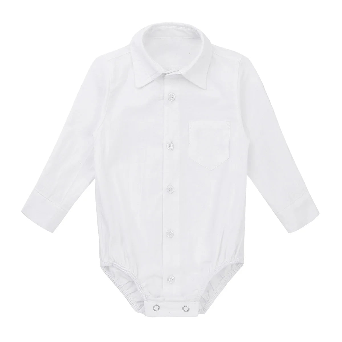 Baby Boy Formal Shirt – White Long Sleeve Jumpsuit for Weddings & Parties (Newborn)