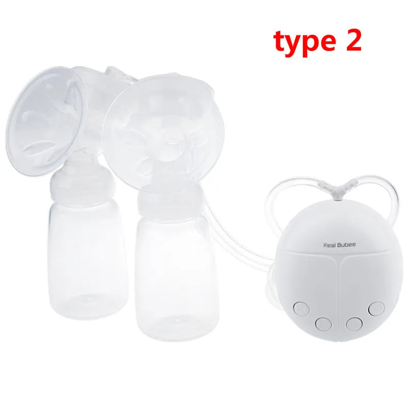 Electric Breast Pump Single/Double with Milk Bottle USB Powered BPA-Free Baby Feeding