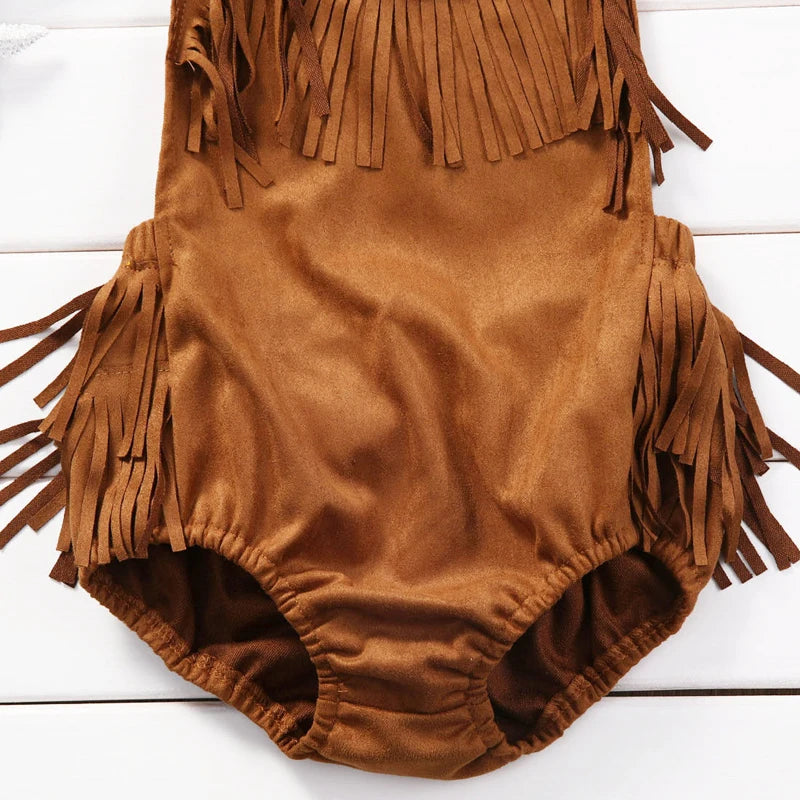 Summer Baby Girl Bodysuit – Sleeveless Tassel Playsuit (0-24M)