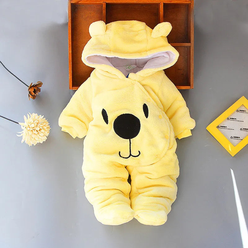 Winter Baby Footies – Warm Cotton Outfit for Newborns (3-12M)