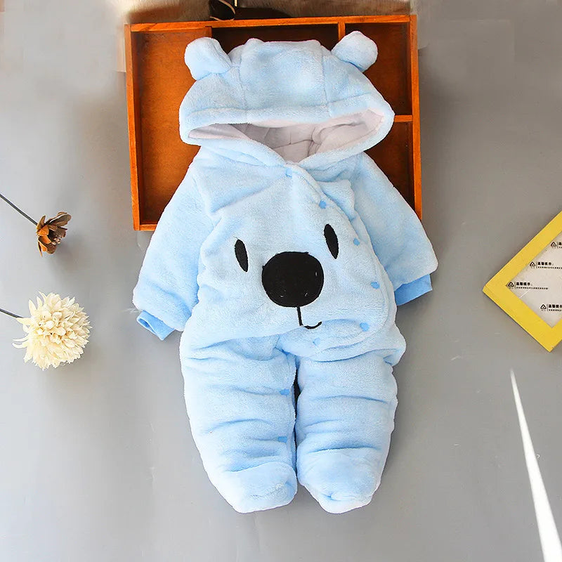 Winter Baby Footies – Warm Cotton Outfit for Newborns (3-12M)