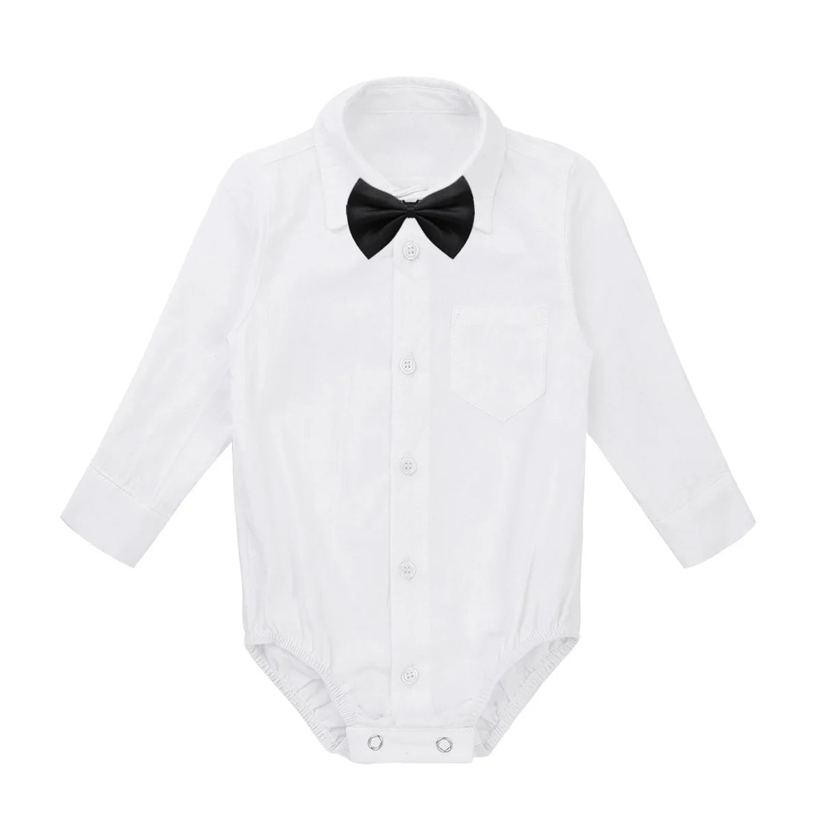 Baby Boy Formal Shirt – White Long Sleeve Jumpsuit for Weddings & Parties (Newborn)