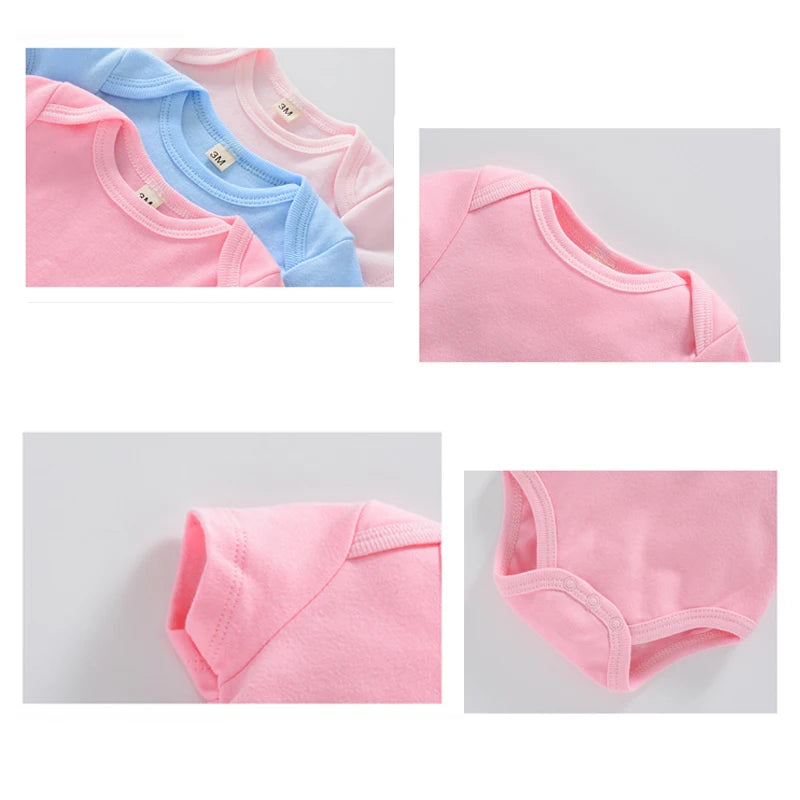 3PCS Baby Bodysuit Set – Soft Cotton Summer Rompers for Newborns