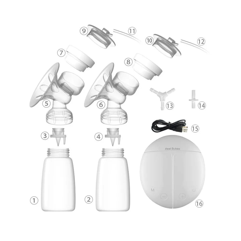 Electric Breast Pump Single/Double with Milk Bottle USB Powered BPA-Free Baby Feeding