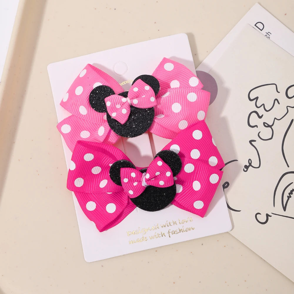 2-Piece Polka Dot Bow Hair Clips  Adorable Toddler Hairpins & Baby Boutique Accessories