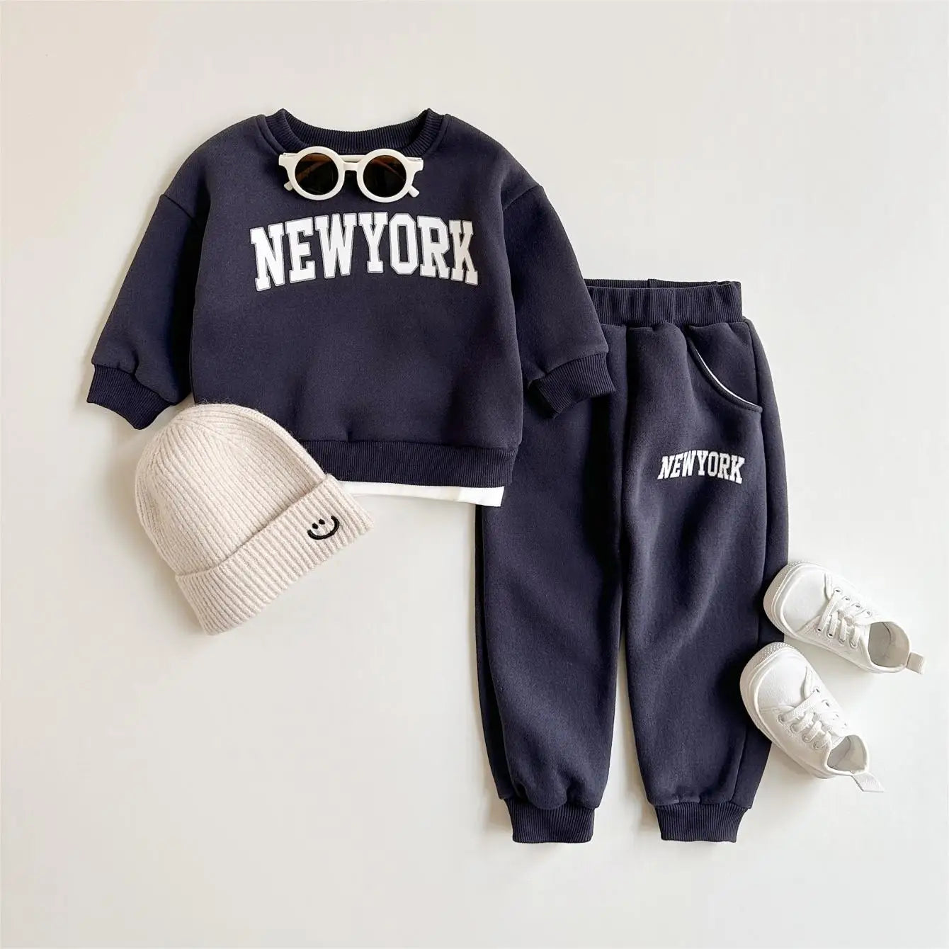 Winter Newborn Outfit – 2PCS Thick Plush Letter Print Set