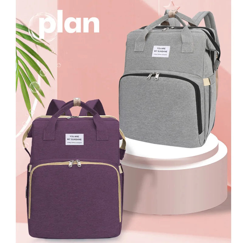 Dual-Use Folding Mummy Bag – Large Capacity Maternal & Infant Backpack