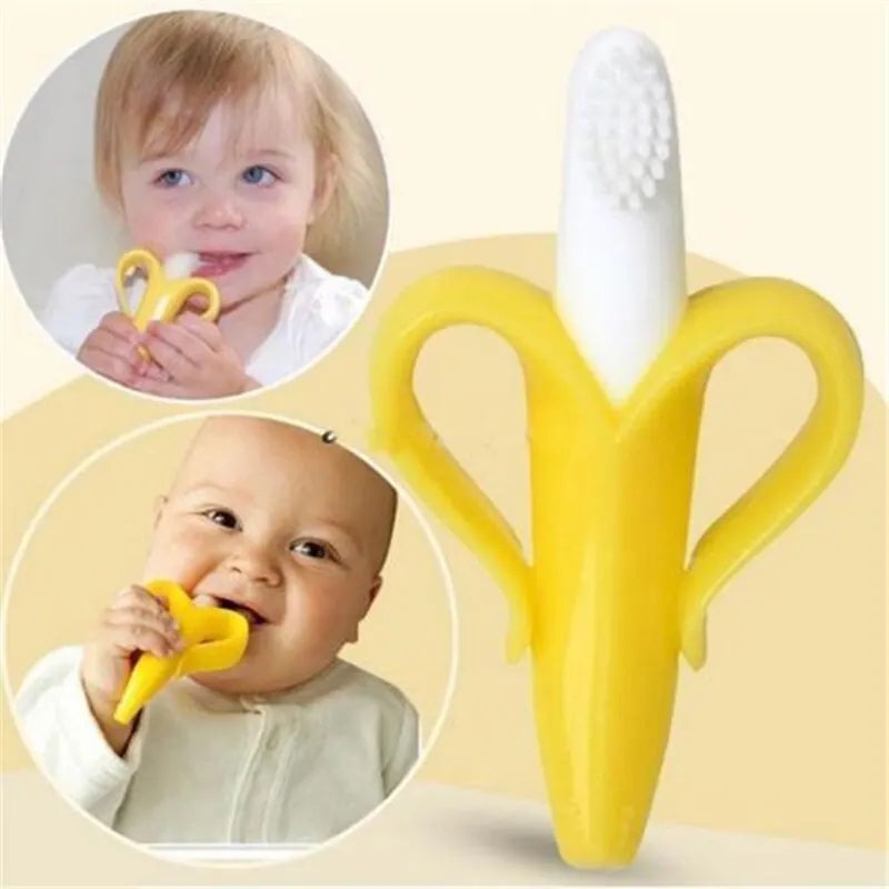Banana-Shaped Baby Teether – Silicone Training Toothbrush, BPA-Free Chew Ring for Teething Relief