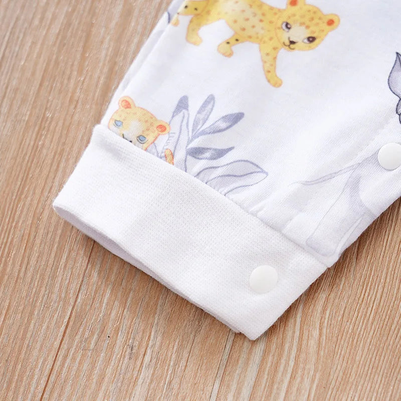 Cartoon Animal Print Baby Bodysuit – Long Sleeve (Spring/Autumn)