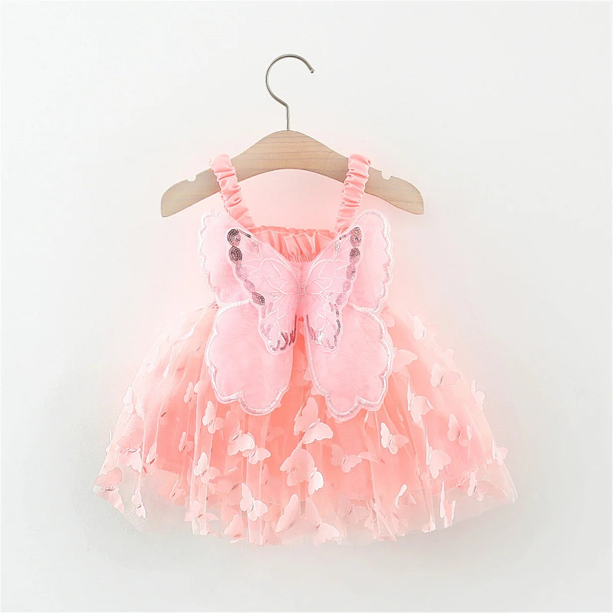 Baby Girl Princess Party Dress – Back Bow & Wing Embroidery Mesh Outfit (0-3Y)