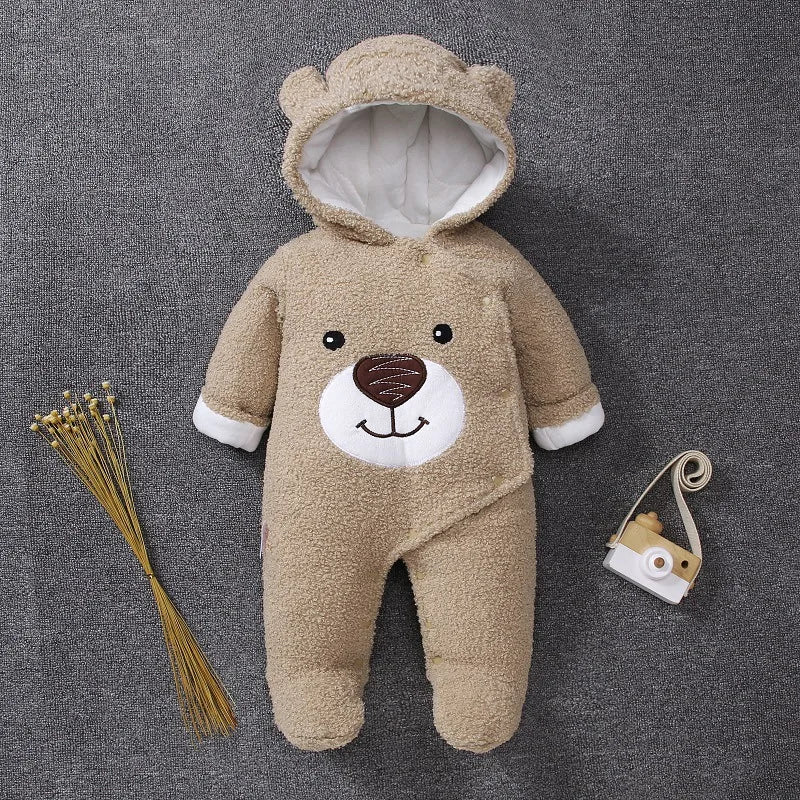 Winter Baby Footies – Warm Cotton Outfit for Newborns (3-12M)