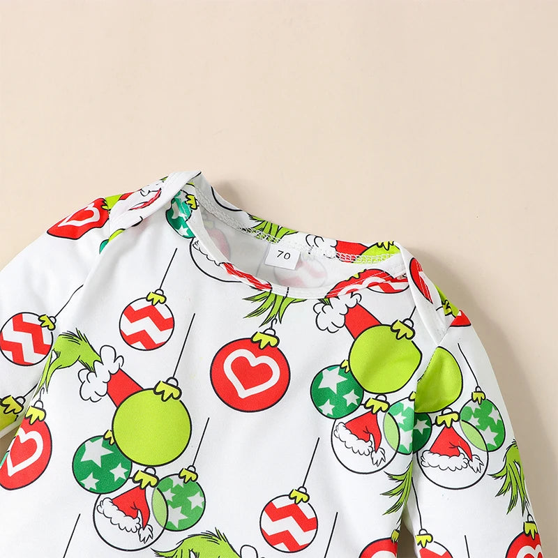 Long Sleeve Ball Print Romper & Suspender Pants Set (0-2Y)