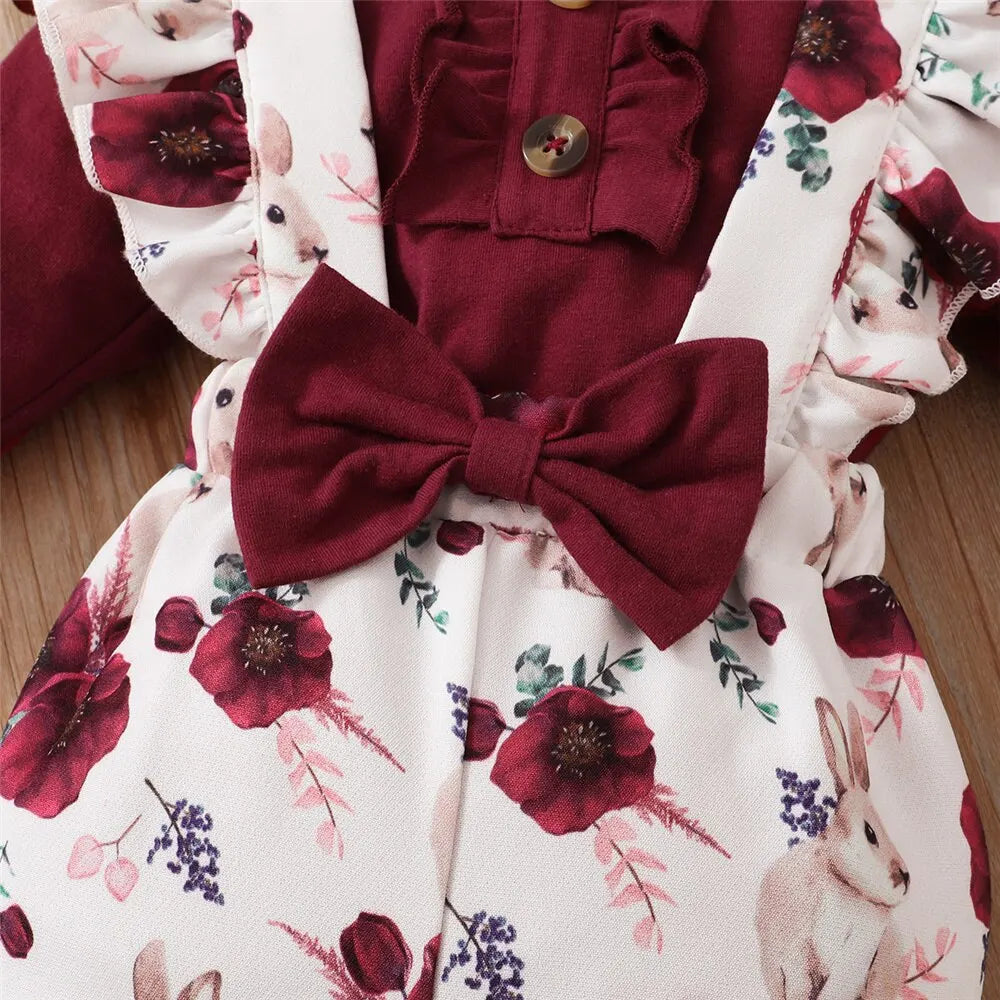 Baby Girl Outfit – Romper, Flower Pants & Headband (0-24M)