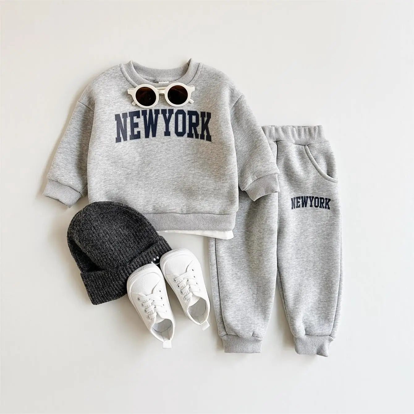 Winter Newborn Outfit – 2PCS Thick Plush Letter Print Set