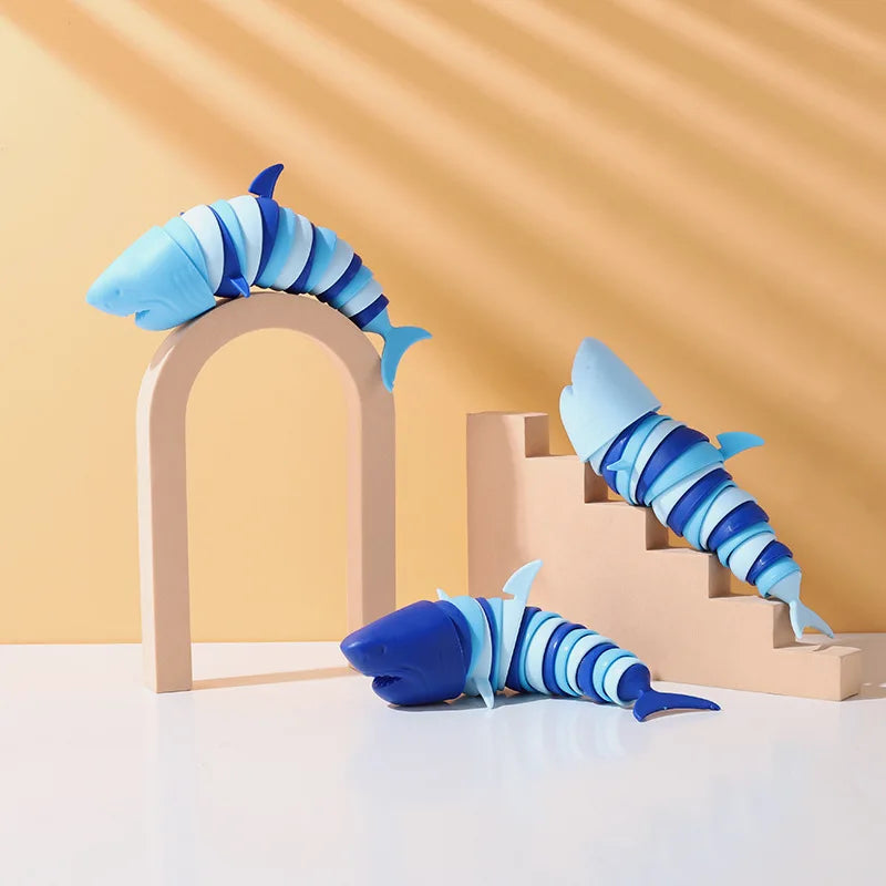 Buckle Slug & Shark Fidget Toy – Colorful Stress Relief Squishy for Kids & Adults