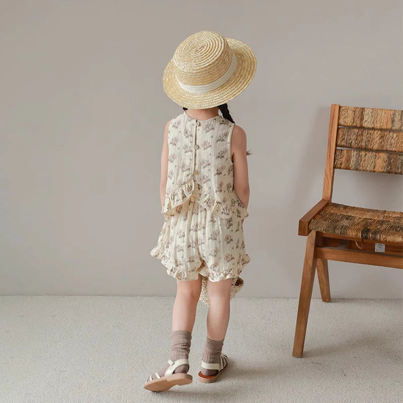 Summer Toddler Baby Girl Outfit – 2PCS Organic Cotton Holiday Set