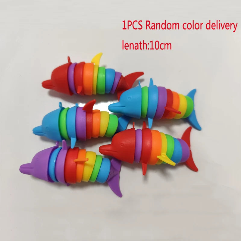 Buckle Slug & Shark Fidget Toy – Colorful Stress Relief Squishy for Kids & Adults