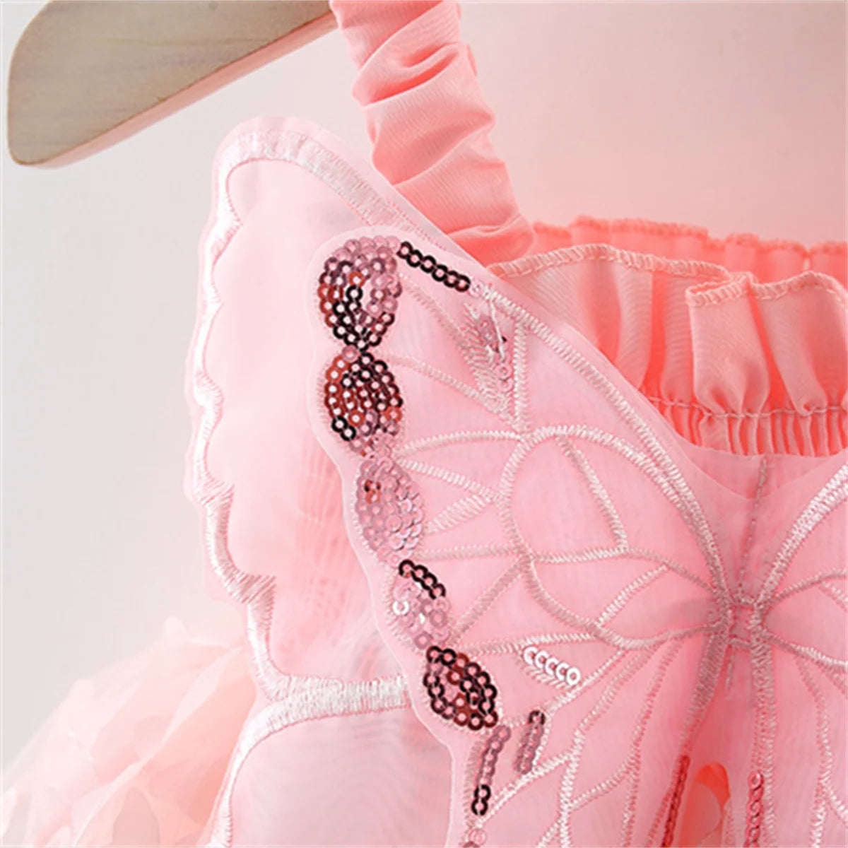 Baby Girl Princess Party Dress – Back Bow & Wing Embroidery Mesh Outfit (0-3Y)