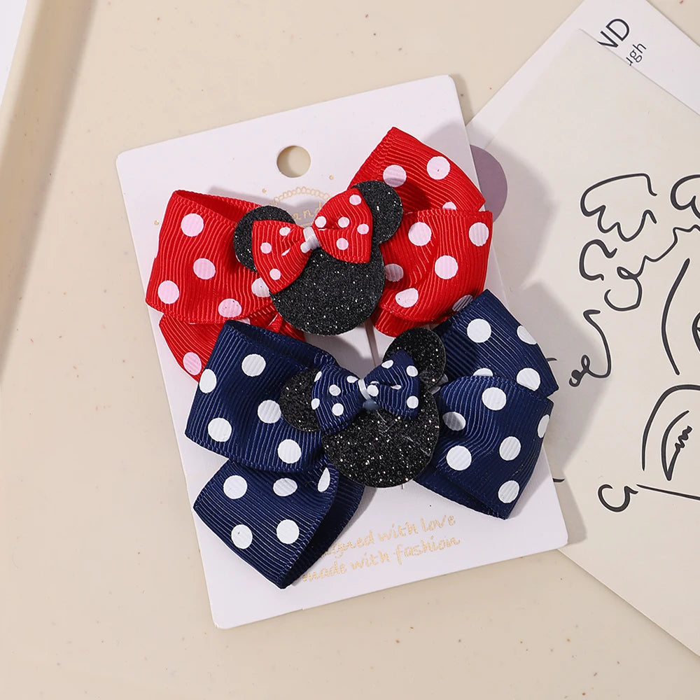 2-Piece Polka Dot Bow Hair Clips  Adorable Toddler Hairpins & Baby Boutique Accessories