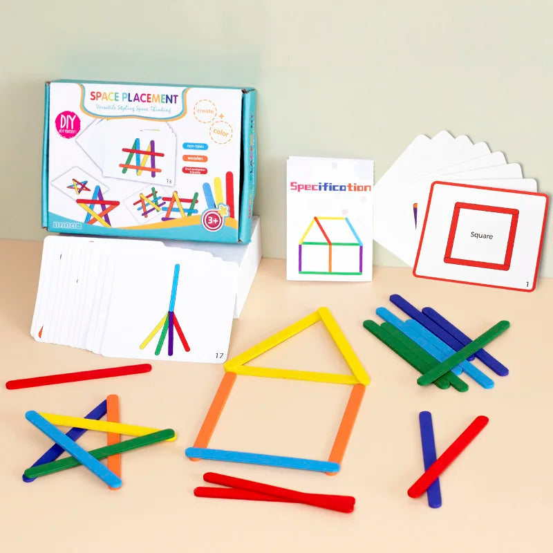 Wooden Sticks & Rings Puzzle – Montessori Educational Toy for Kids 3+