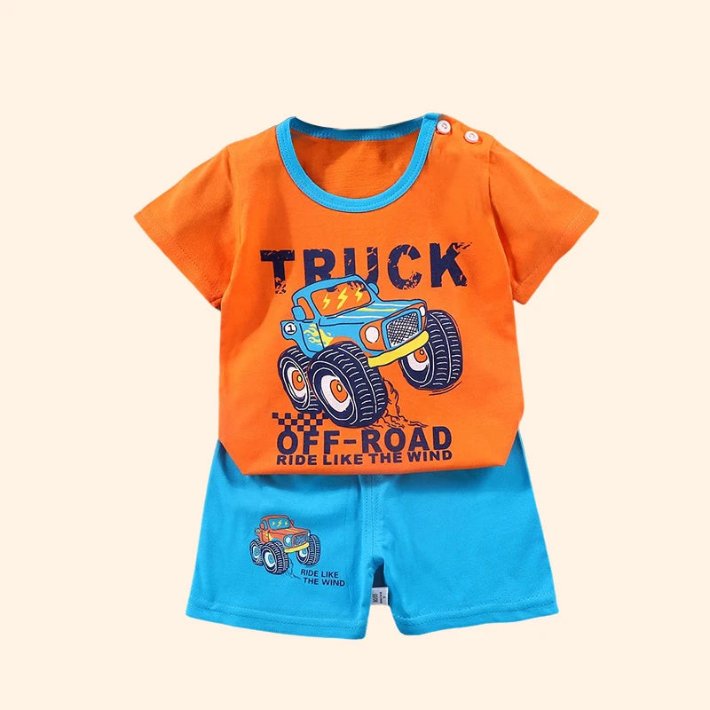 Kids' Summer Outfit – 100% Cotton T-Shirt & Shorts 2PCS Set