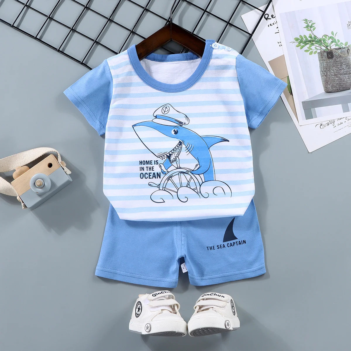 Kids' Summer Outfit – 100% Cotton T-Shirt & Shorts 2PCS Set