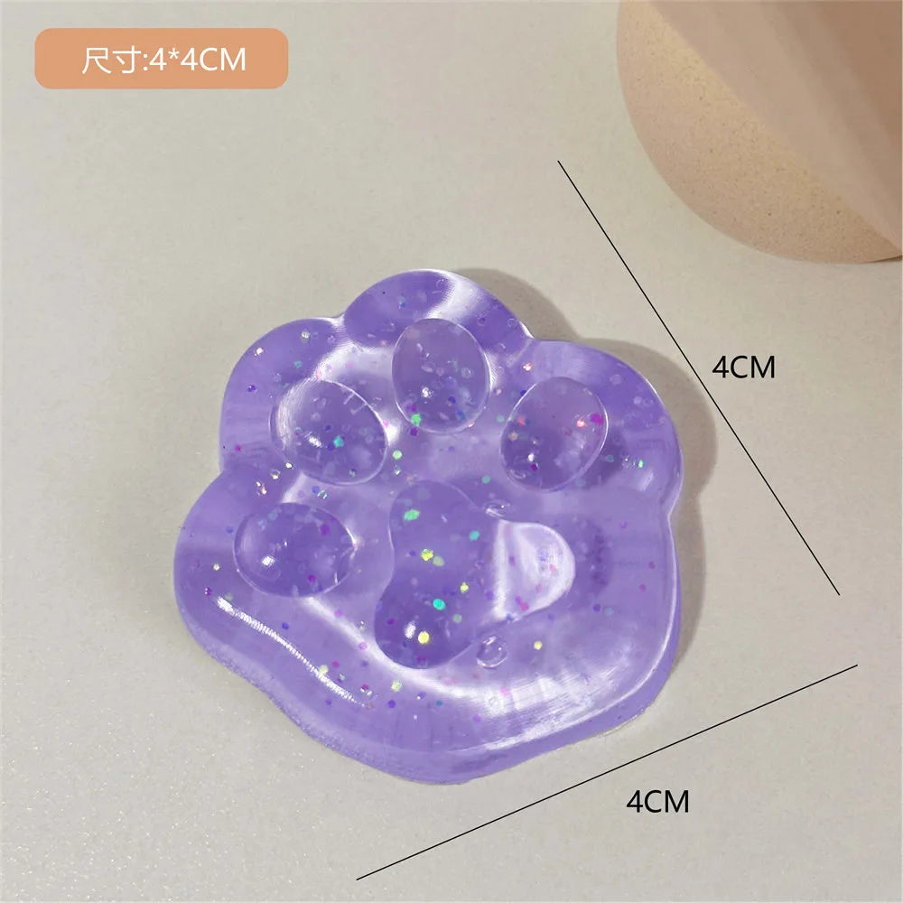 Kawaii Cat Paw Squishy – Soft Jelly Glitter Stress Relief Toy for Kids & Adults