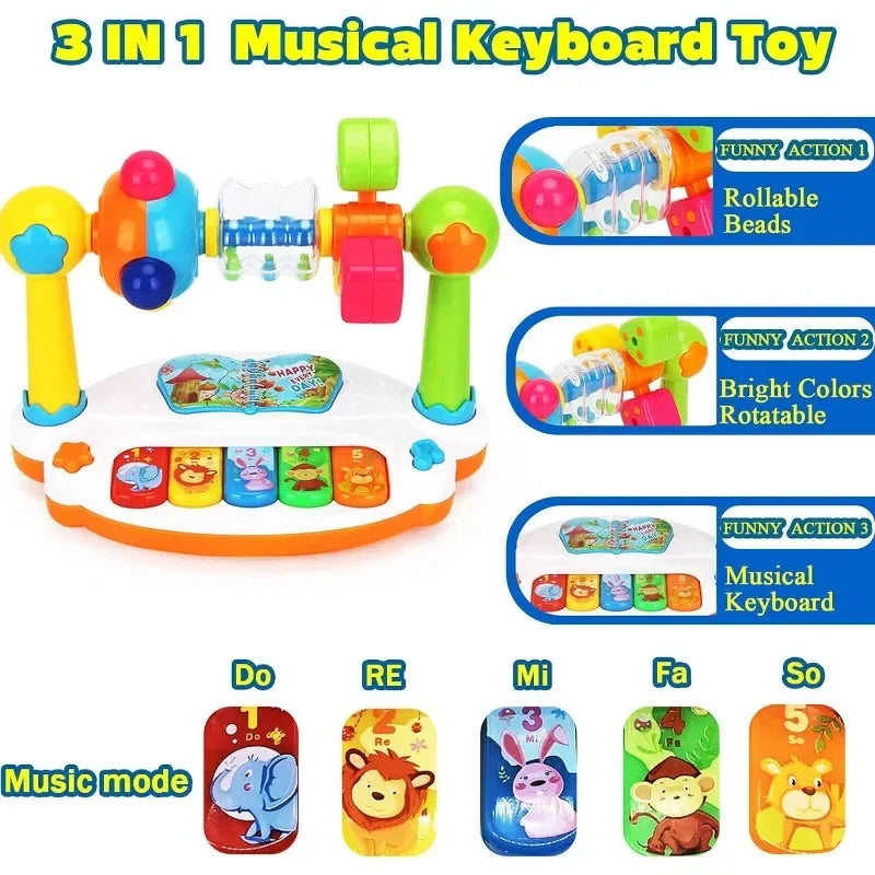Rotating Baby Piano Toy – Light & Sound Musical Keyboard for Toddlers