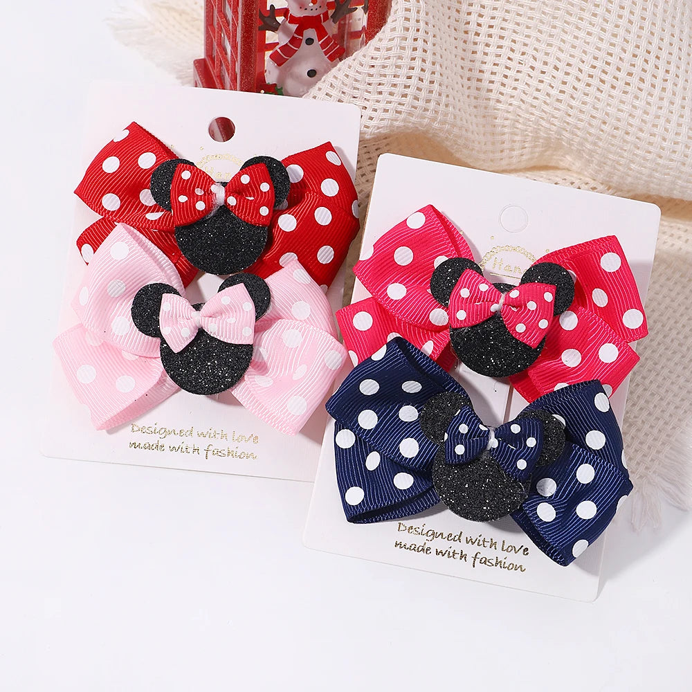 2-Piece Polka Dot Bow Hair Clips  Adorable Toddler Hairpins & Baby Boutique Accessories