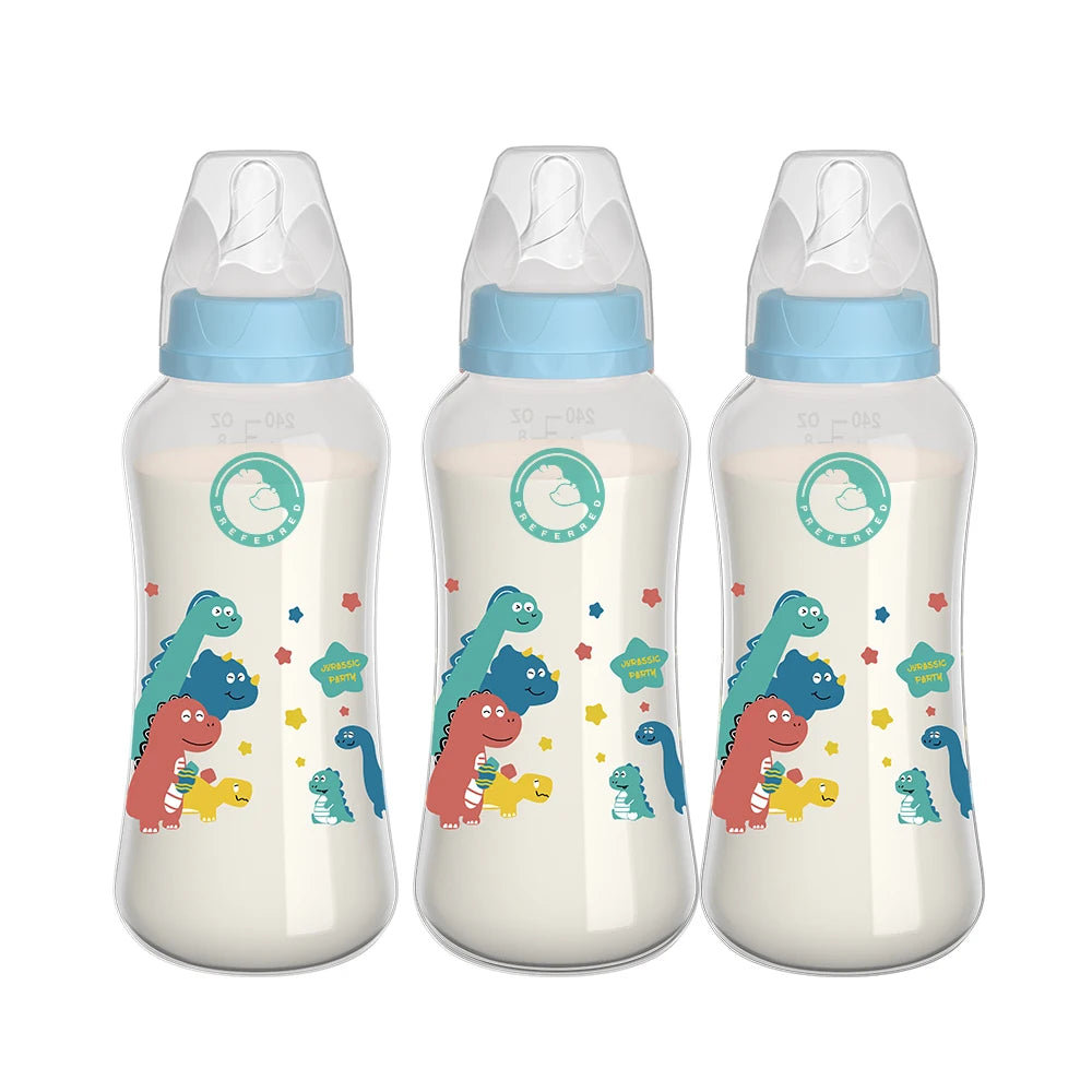 3PCS Baby Bottle Set – 150/240ML Wide-Mouth BPA-Free Newborn Milk Bottles