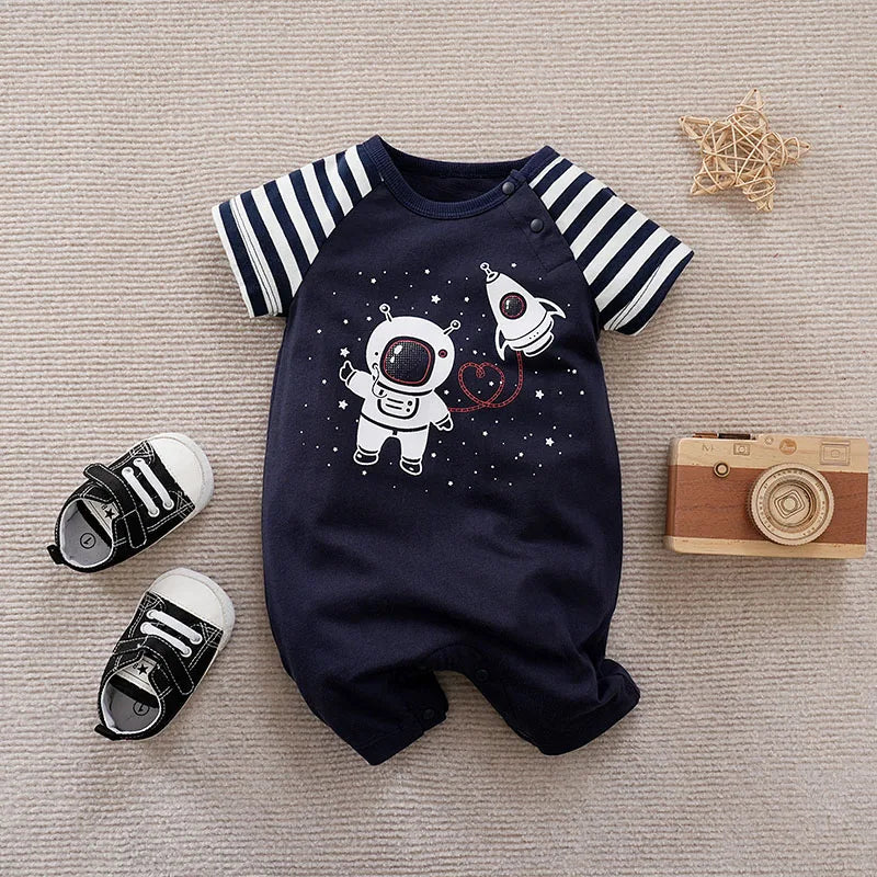 Summer Baby Bodysuit – Cute Navigator Print Cotton Short Sleeve Onesie