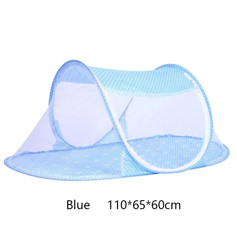 Portable Baby Bed with Folding Mosquito Net & Pillow – Newborn Cradle Mesh Tent
