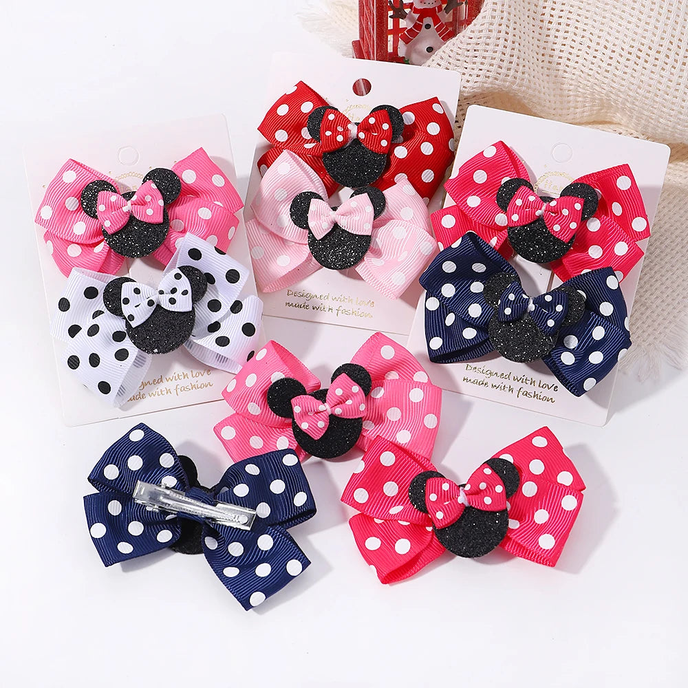 2-Piece Polka Dot Bow Hair Clips  Adorable Toddler Hairpins & Baby Boutique Accessories