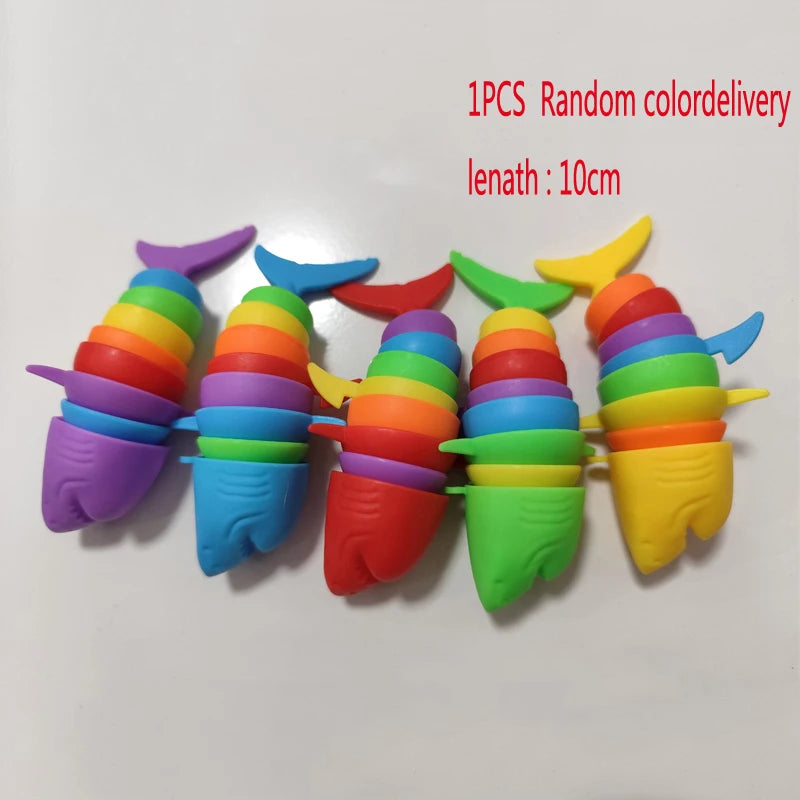 Buckle Slug & Shark Fidget Toy – Colorful Stress Relief Squishy for Kids & Adults