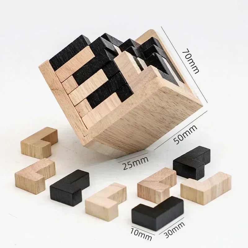 3D Wooden Interlocking Puzzle – Creative Educational Brain Teaser Toy for Kids