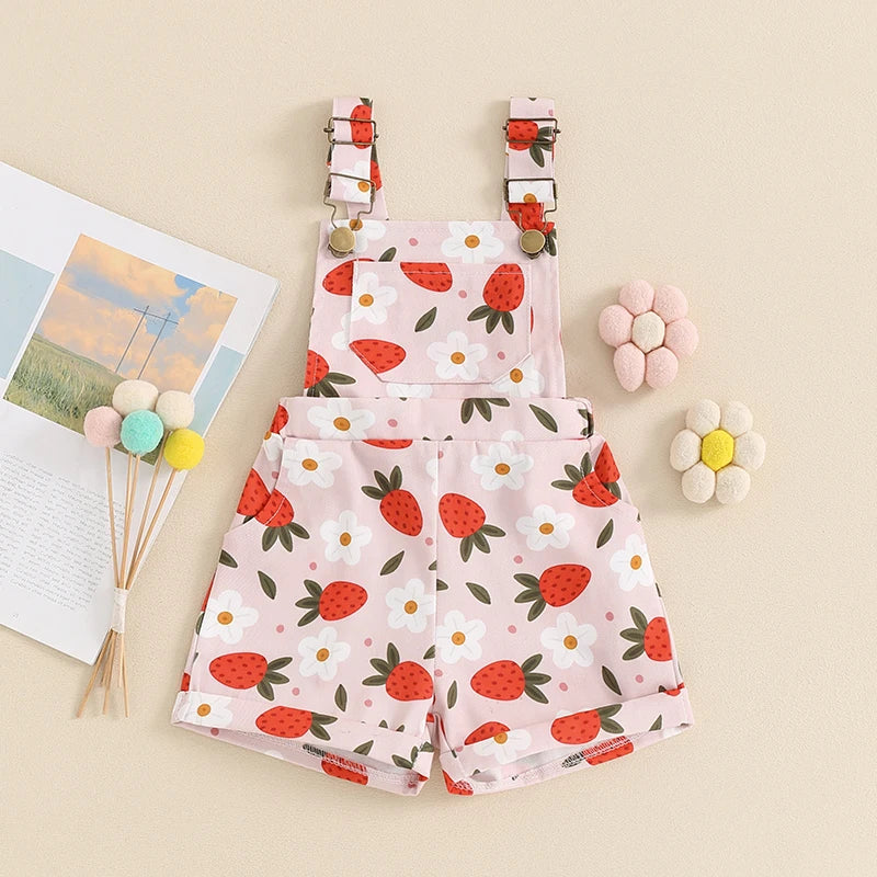 Kids' Overalls – 0-6Y Sleeveless Denim Jumpsuit with Prints