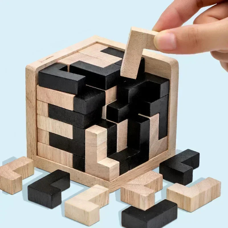 3D Wooden Interlocking Puzzle – Creative Educational Brain Teaser Toy for Kids