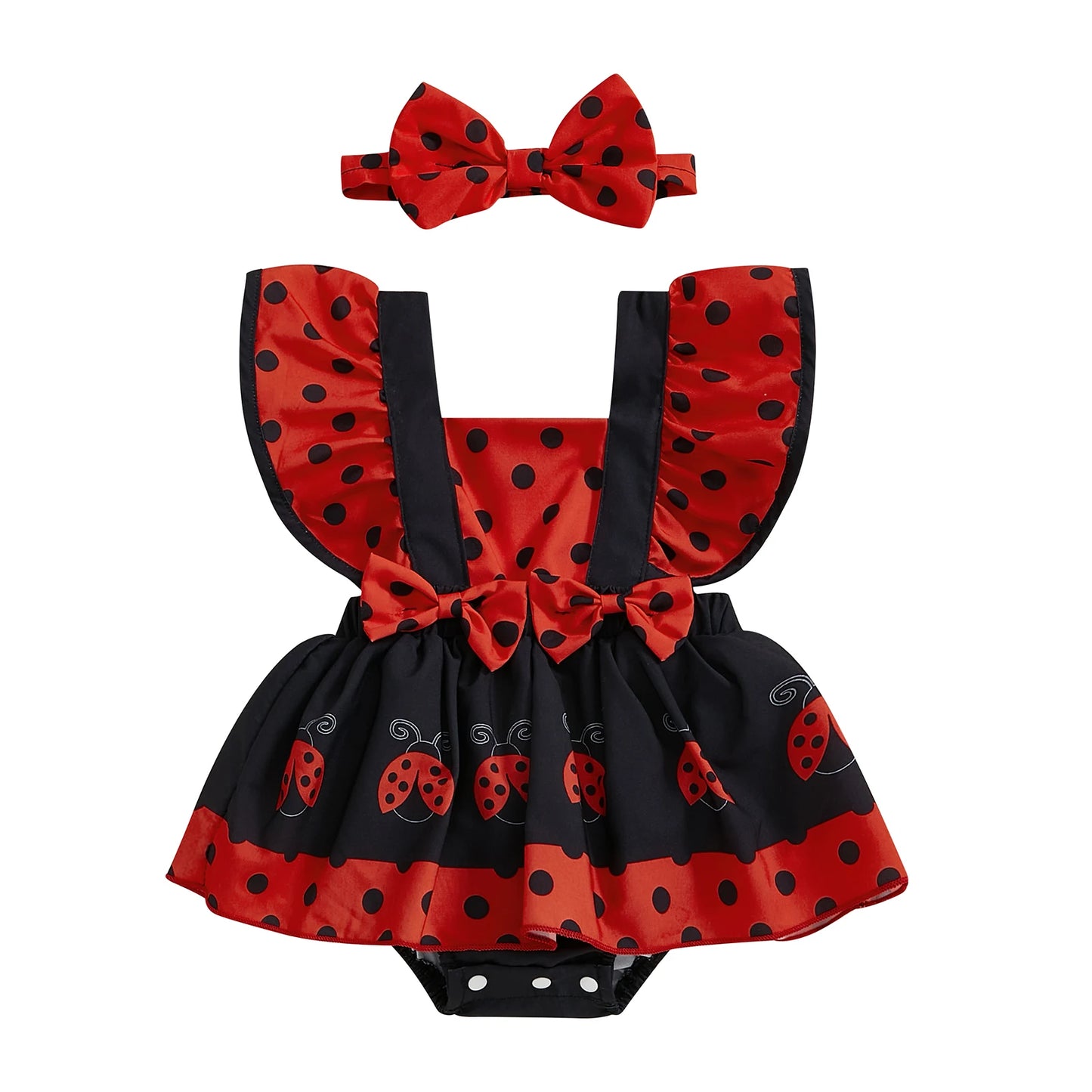 Baby Girl Romper Dress – Cute Animal Print Jumpsuit with Headband