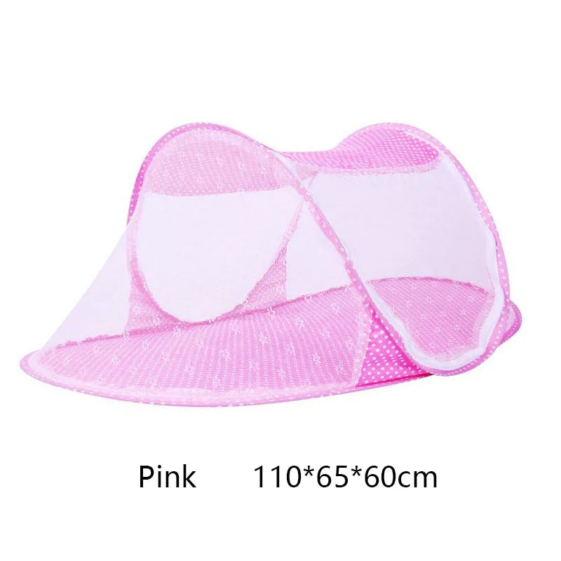 Portable Baby Bed with Folding Mosquito Net & Pillow – Newborn Cradle Mesh Tent