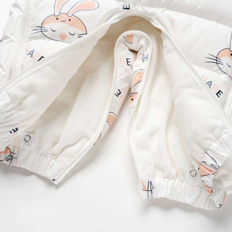 Baby Winter Duck Down Romper – Fleece Cartoon Jumpsuit