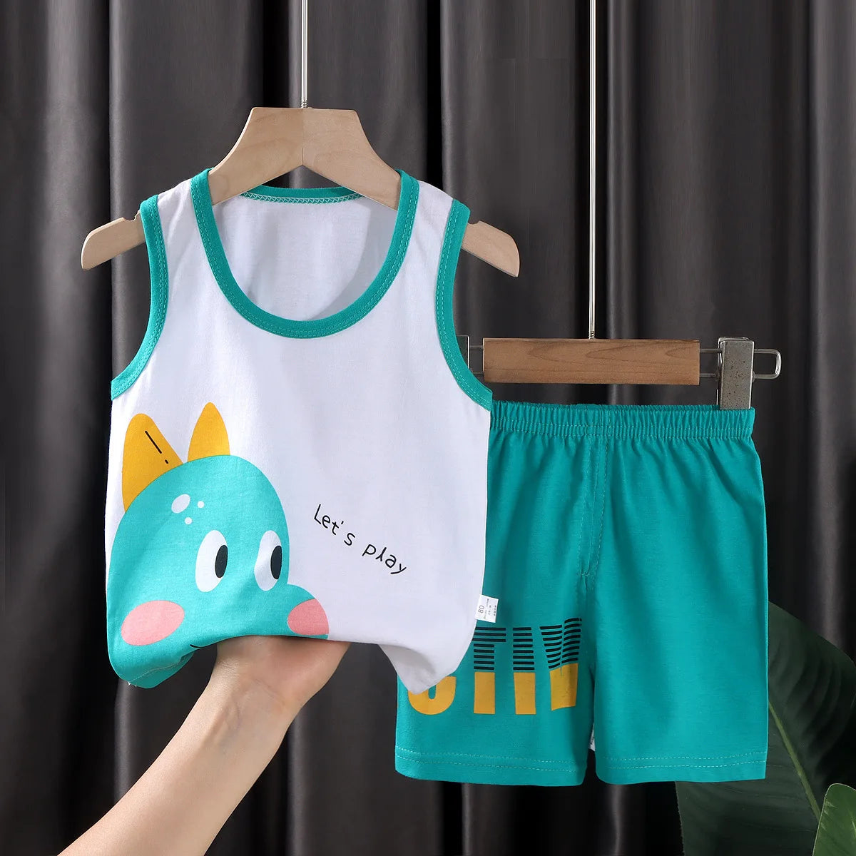 2PCS Kids Summer Outfit – Cotton Sleeveless T-Shirt & Shorts Set