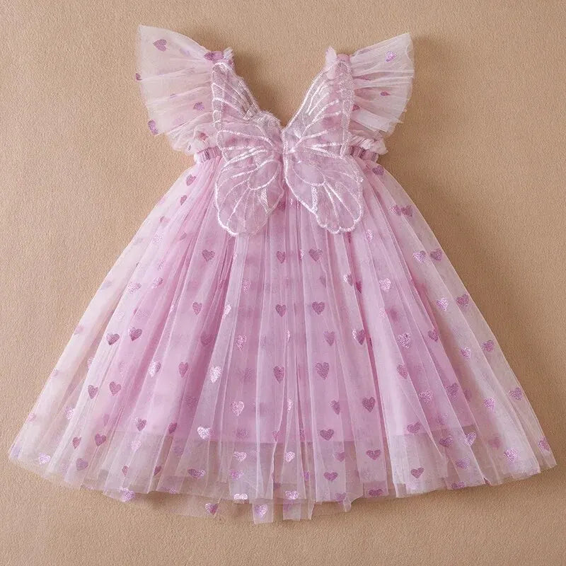Girls' Summer Dress – Butterfly Wings Floral Tutu Princess Outfit