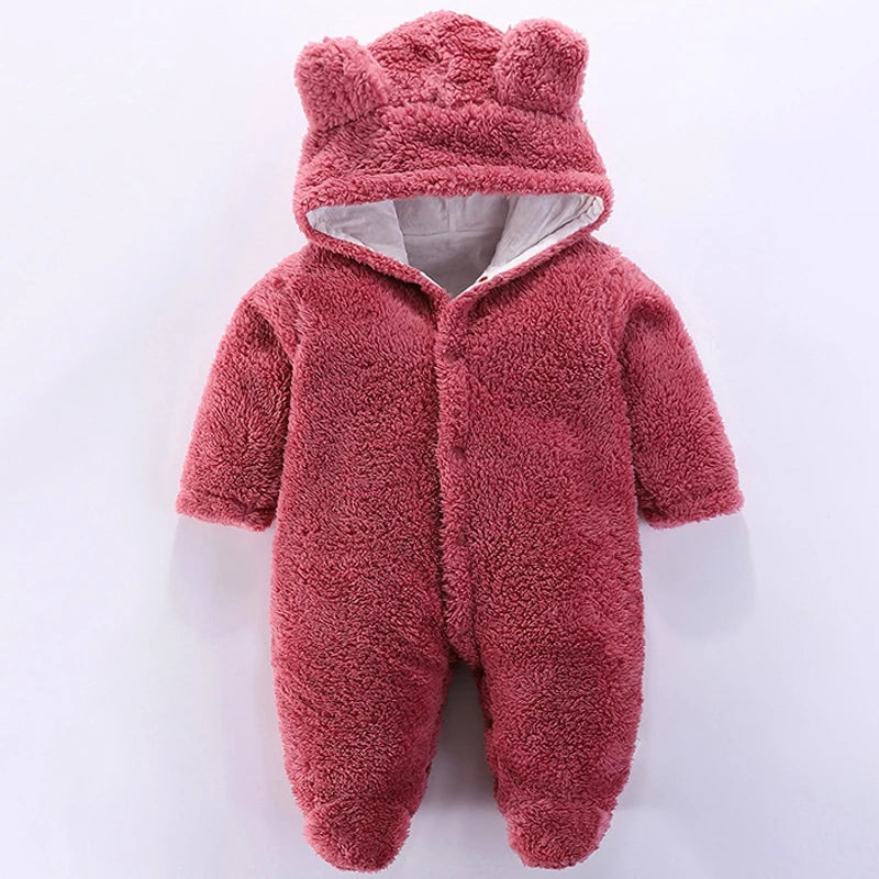Winter Baby Romper – Hooded Ear Jumpsuit for Newborns with Long Sleeves