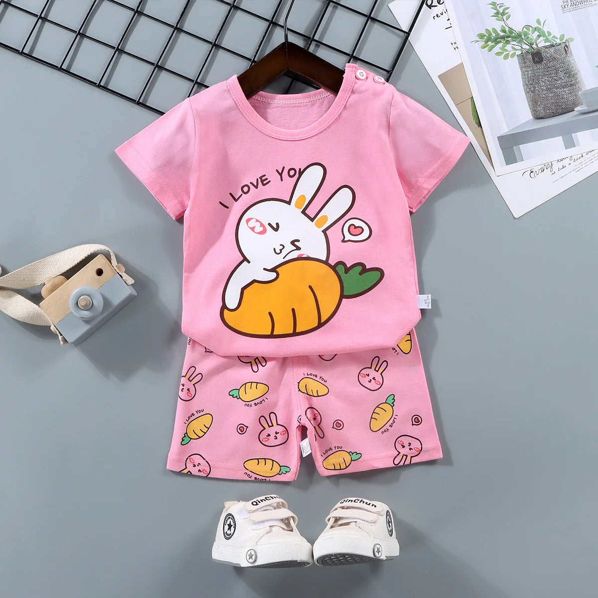 Kids' Summer Outfit – 100% Cotton T-Shirt & Shorts 2PCS Set