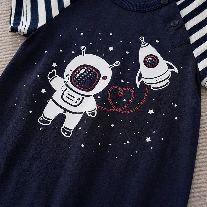 Summer Baby Bodysuit – Cute Navigator Print Cotton Short Sleeve Onesie