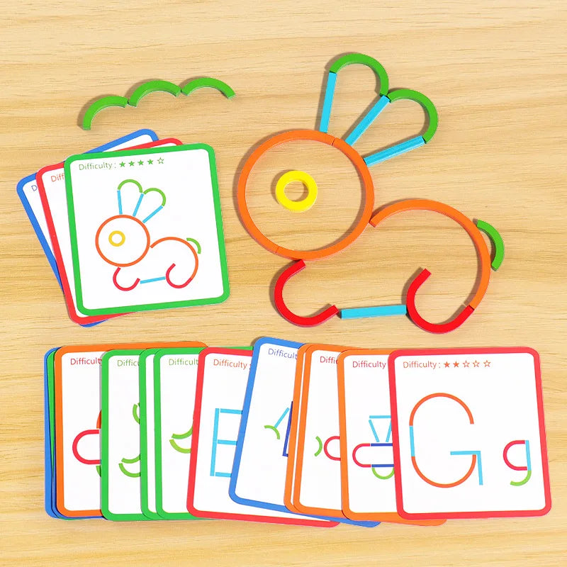 Wooden Sticks & Rings Puzzle – Montessori Educational Toy for Kids 3+