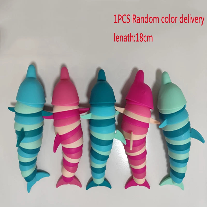 Buckle Slug & Shark Fidget Toy – Colorful Stress Relief Squishy for Kids & Adults