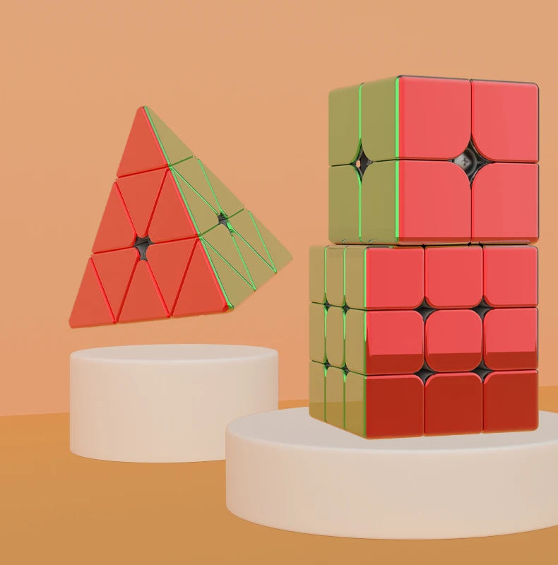 Speed Plating Magnetic Cube Set – 2x2, 3x3, Pyramid Stickerless